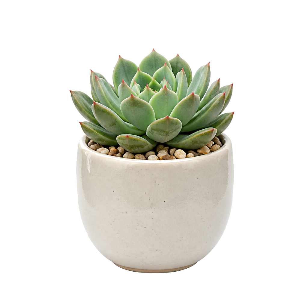Écheveria en pot crème
